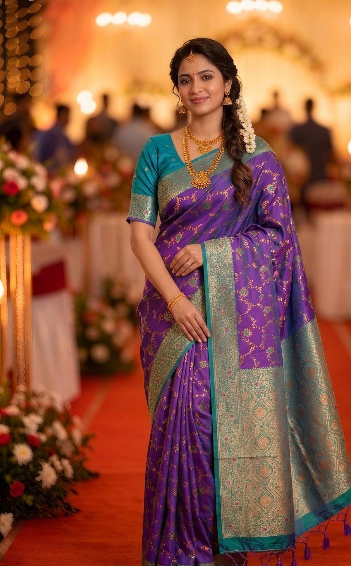 Purple Paithani Silk Zari Woven Saree, view 2