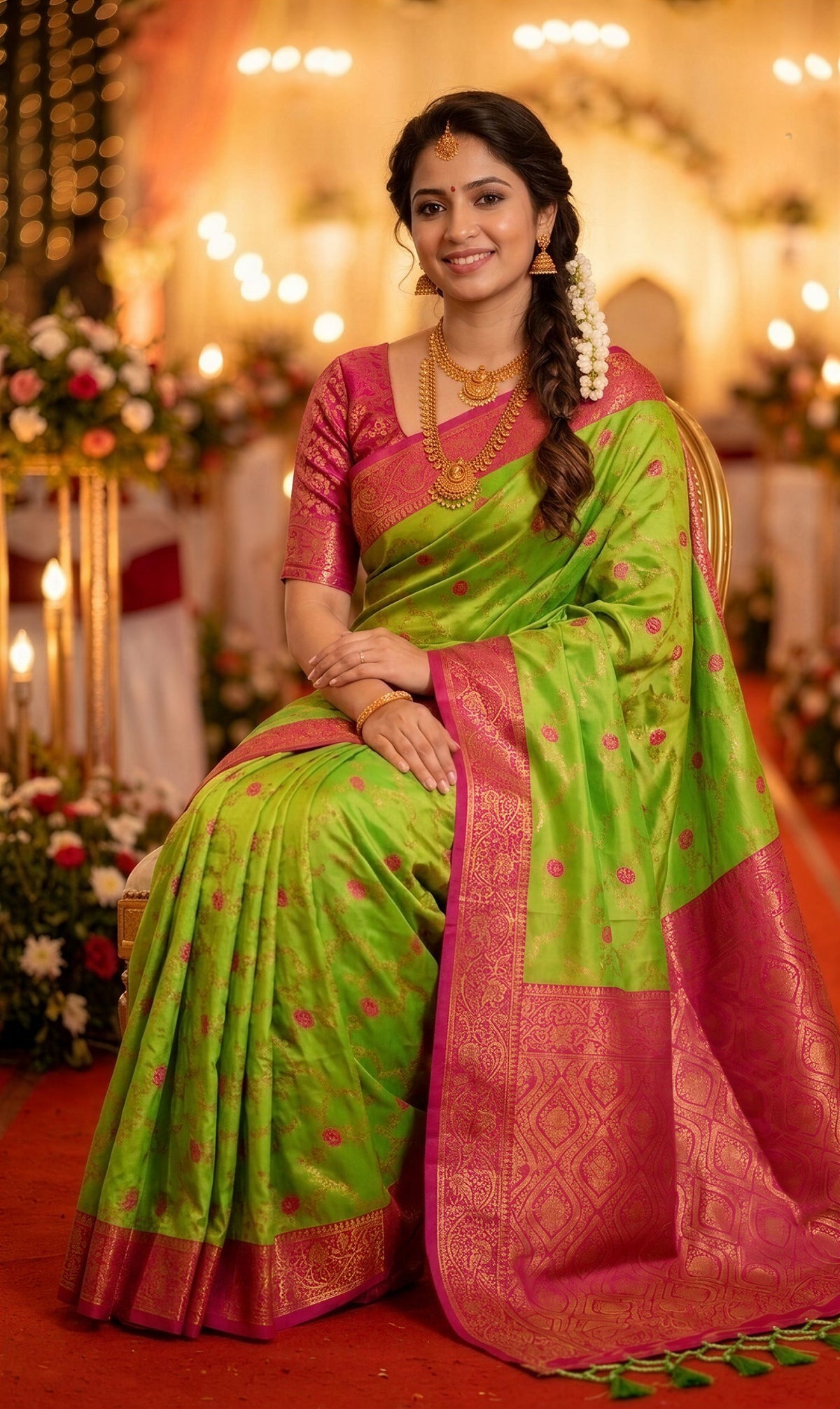 Parrot Green Paithani Silk Zari Woven Saree, view 3