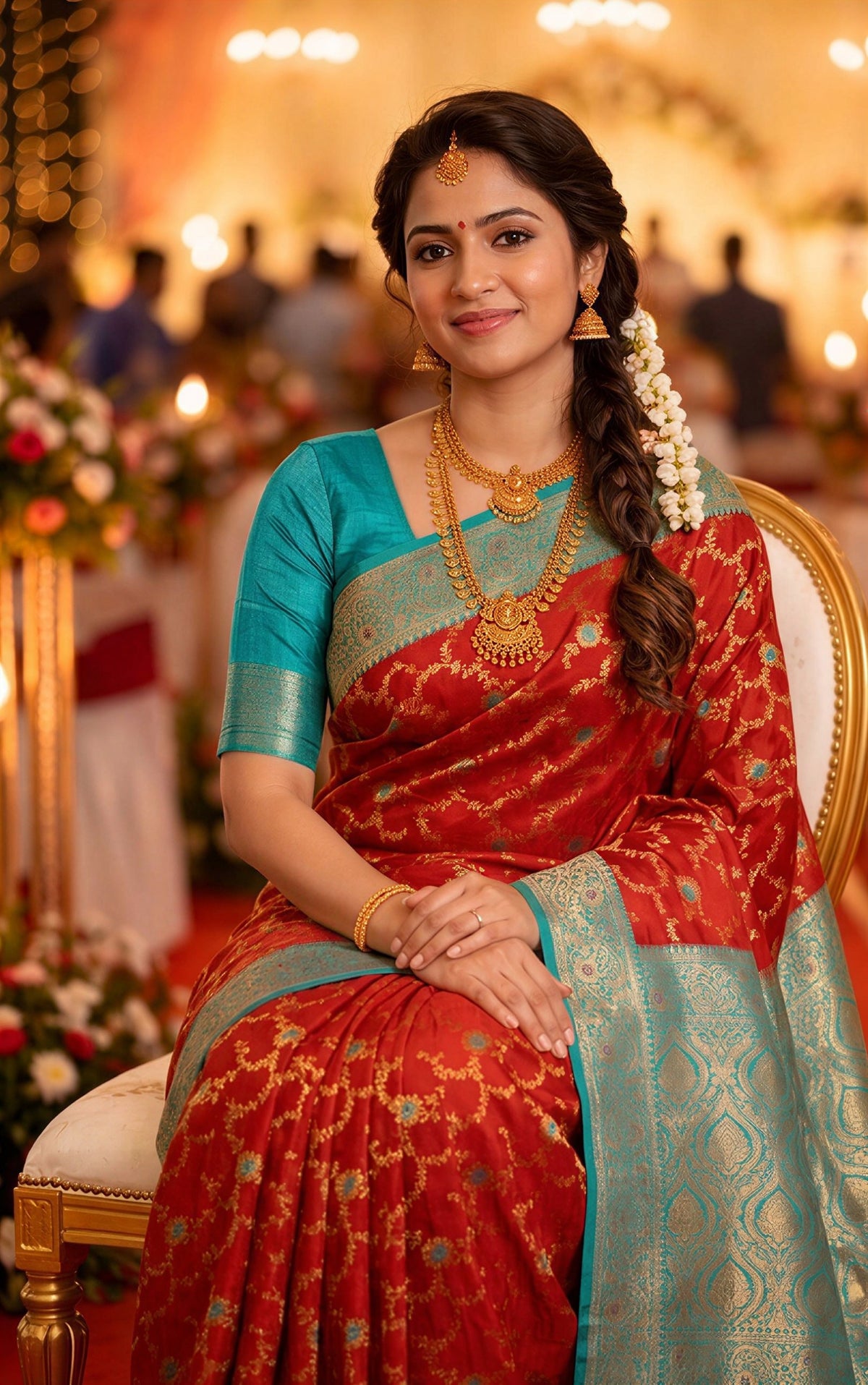 Rust Red Paithani Silk Zari Woven Saree, view 4