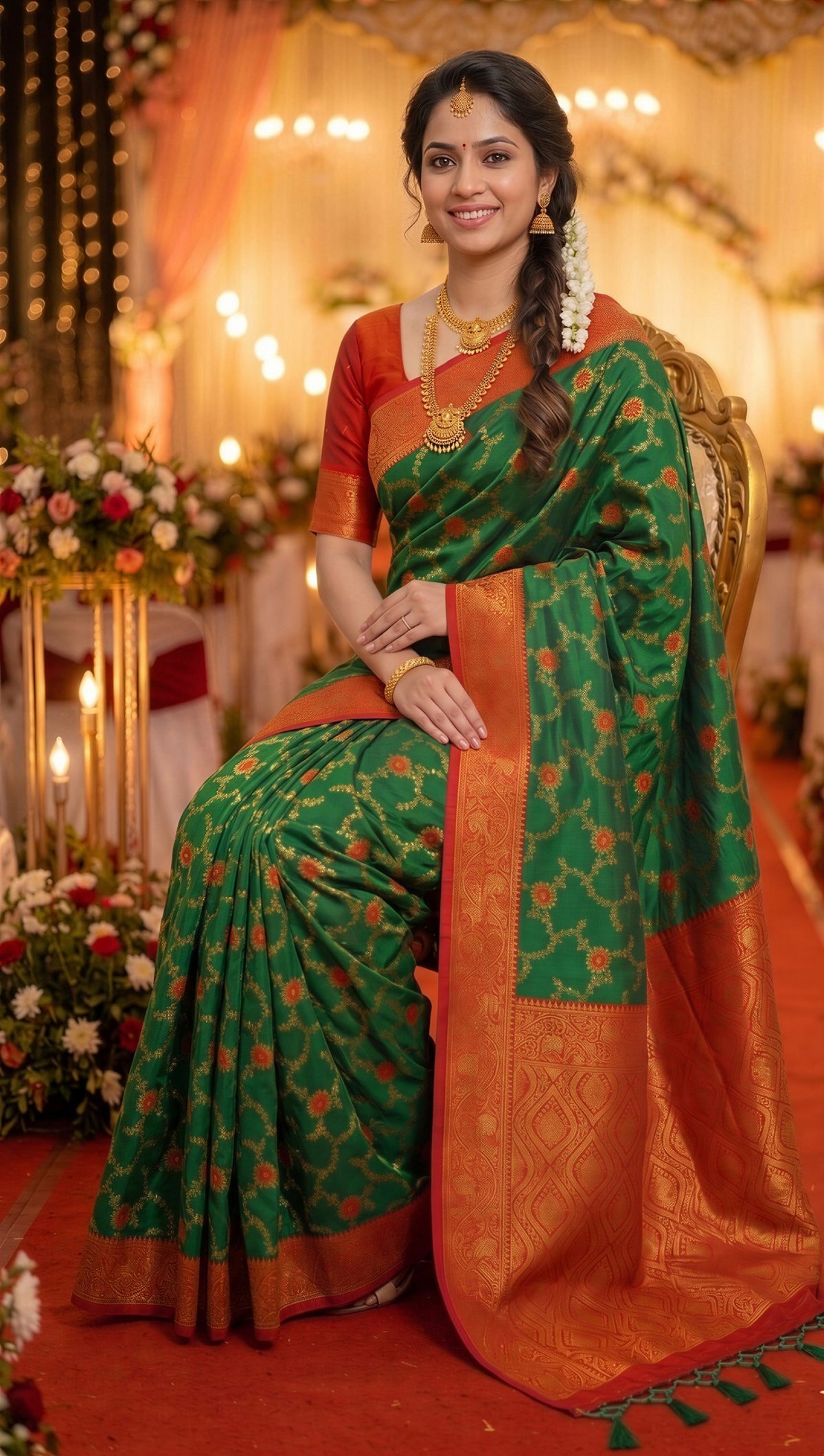 Bottle Green Paithani Silk Zari Woven Saree, view 3