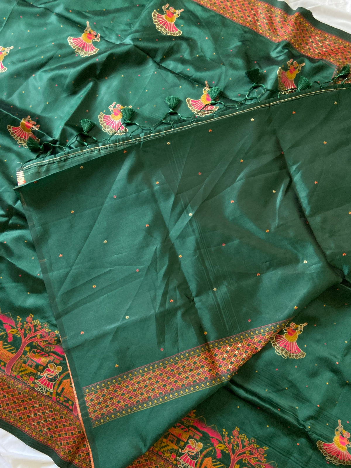 Bottle Green Pashmina Silk Zari Woven Saree, view 4