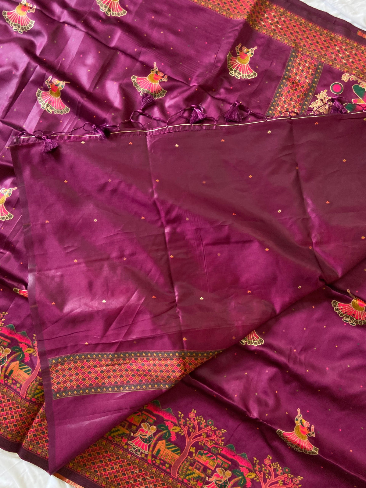 Magenta Pashmina Silk Zari Woven Saree, view 4