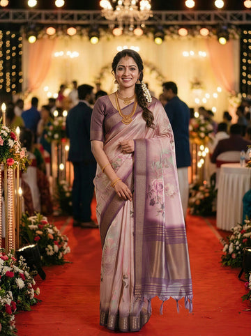 Lavender Tissue Silk Sequin Pallu Saree