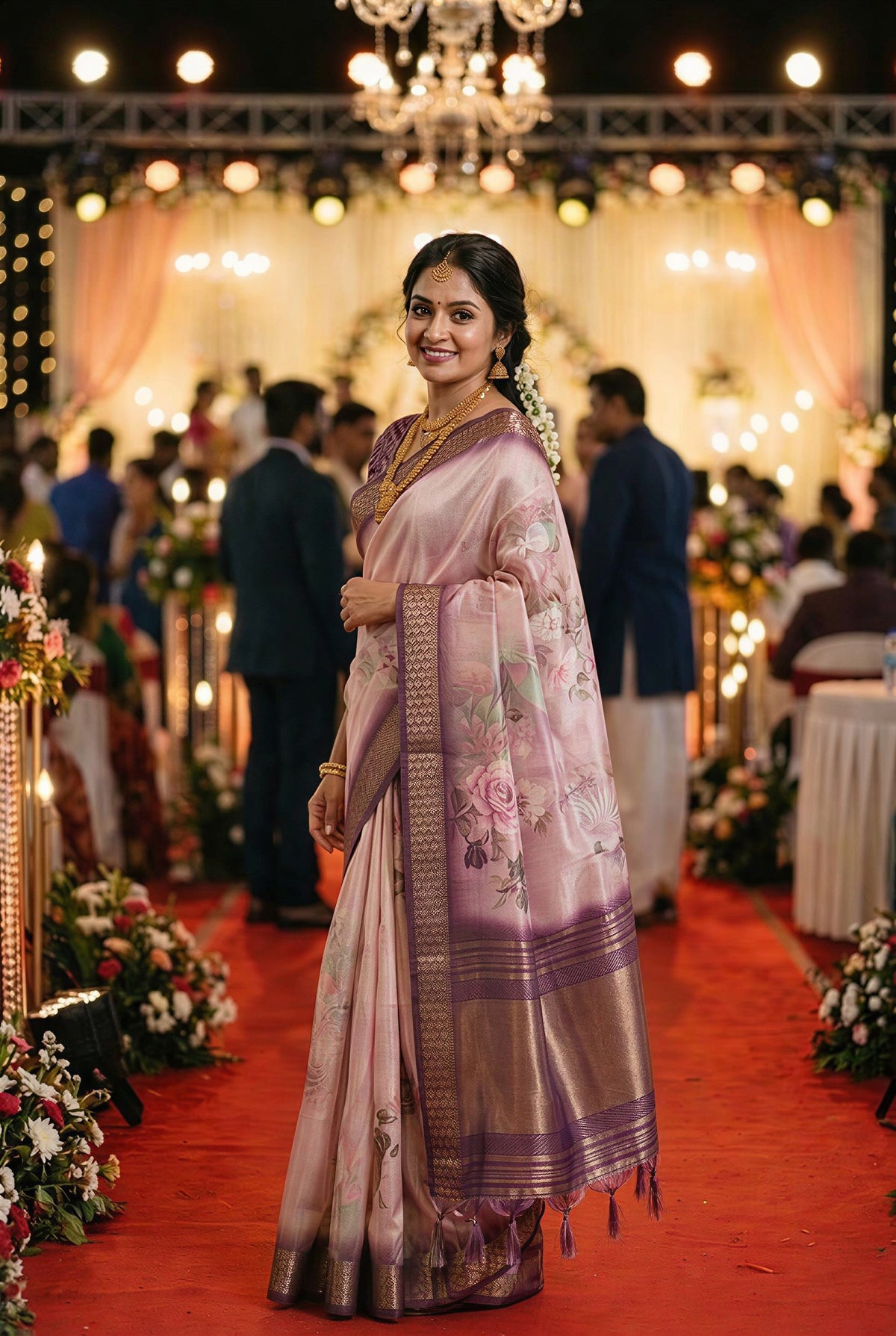 Lavender Tissue Silk Sequin Pallu Saree, view 2