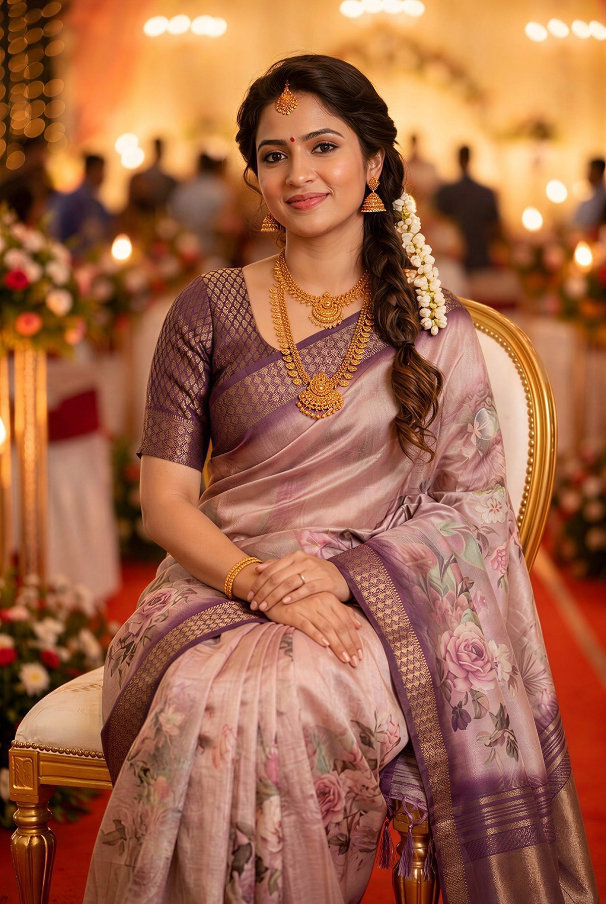 Lavender Tissue Silk Sequin Pallu Saree, view 3
