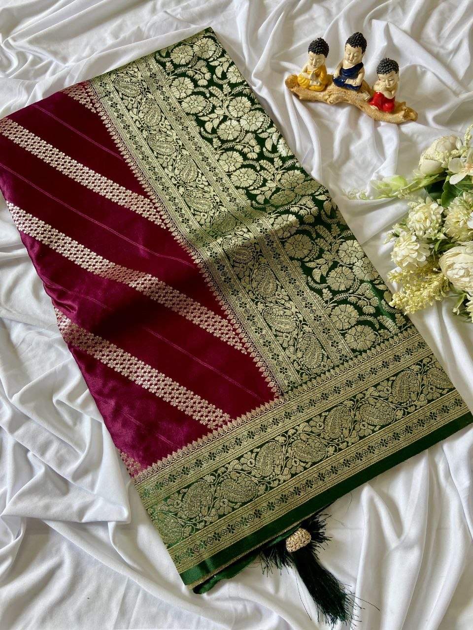 Rani Pink Banarasi Satin Silk Woven Saree