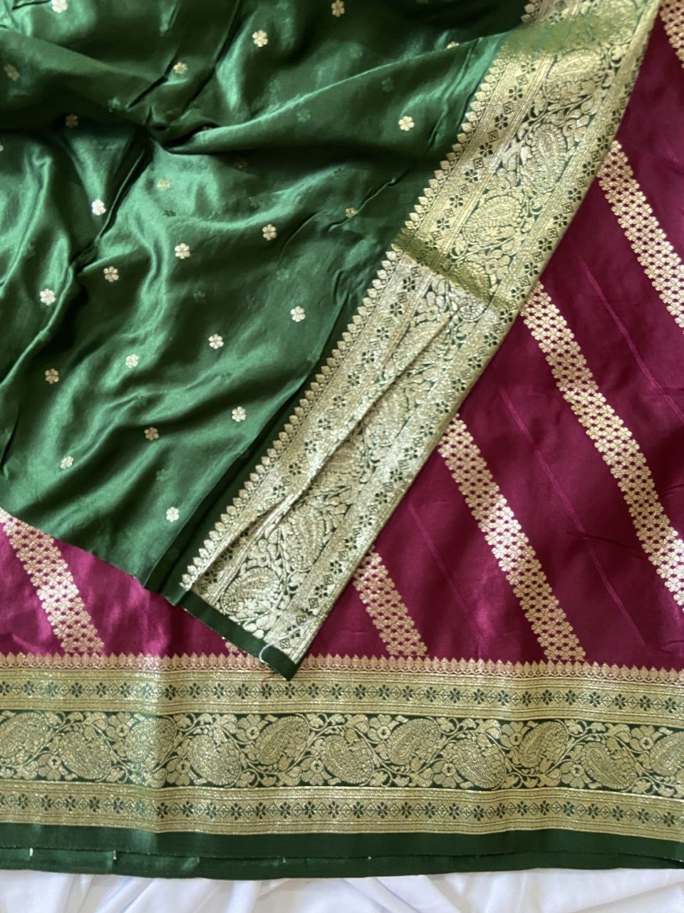 Wine Banarasi Satin Silk Woven Saree, view 3