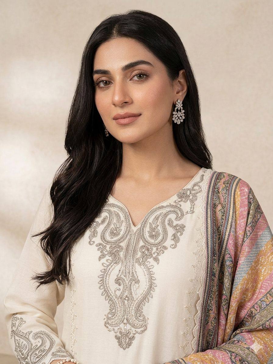 Off-White Star Georgette Sequin Kurta Palazzo Set, view 3