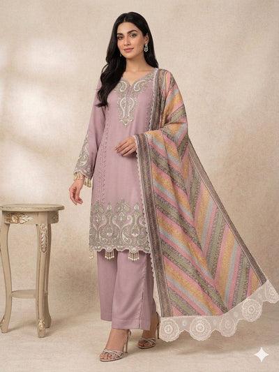 Mauve Star Georgette Sequin Kurta Palazzo Set