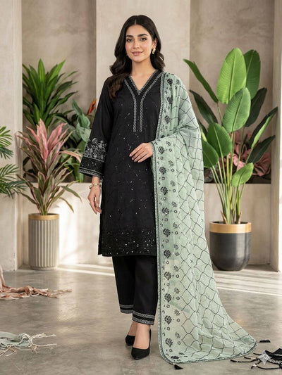 Black and Mint Roman Silk Sequin Kurta Palazzo Set