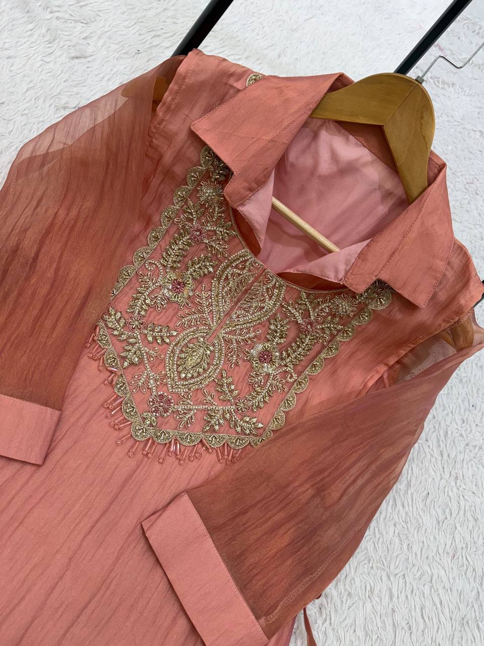 Peach Mosko Beaded Co-ord Set, view 6