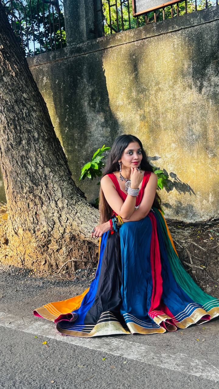 Multicolour Rayon Gotta Patti Lehenga Choli, view 3