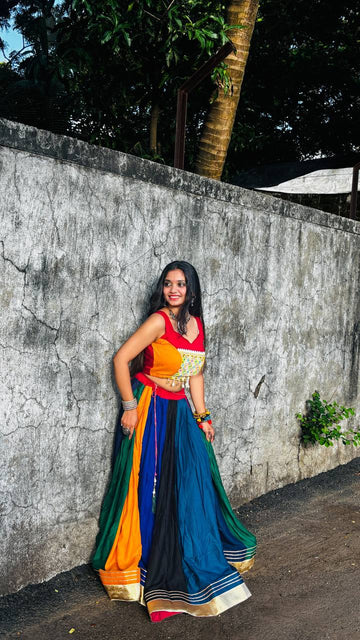 Multicolour Rayon Gotta Patti Lehenga Choli