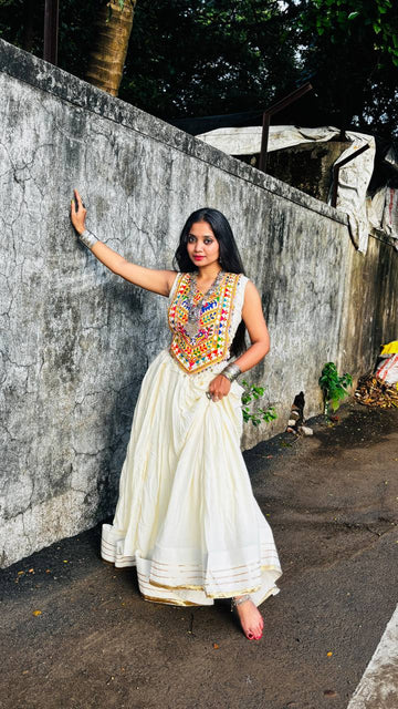 Off-White Rayon Gotta Patti Lehenga Choli