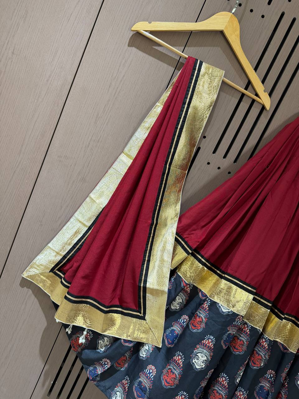 Maroon Printed Rayon Gotta Patti Lehenga Choli, view 7