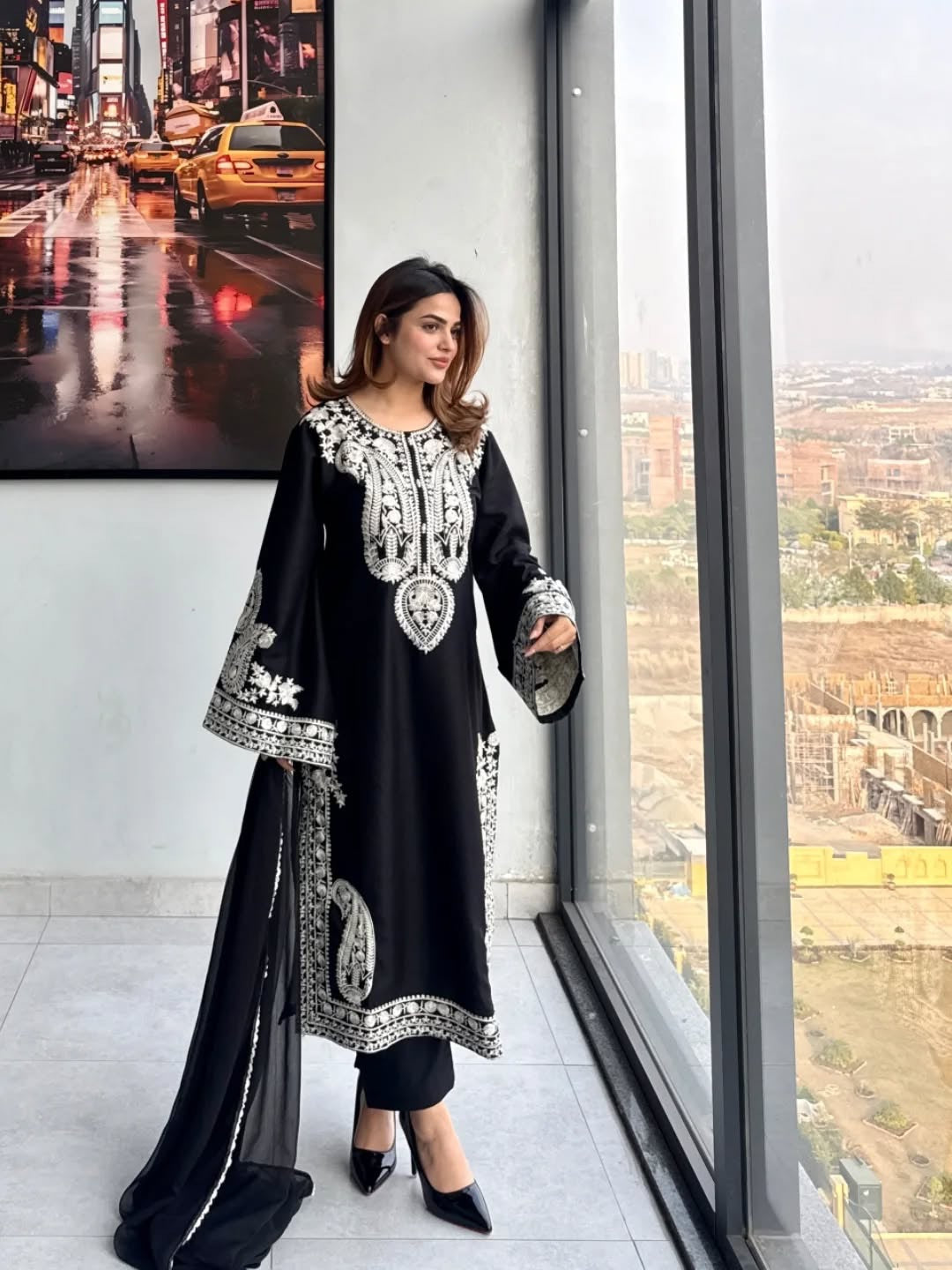 Black Organza Kurta Palazzo Set
