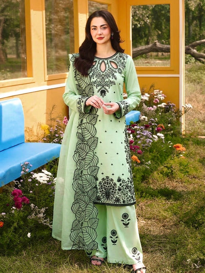 Mint Green Satin Kurta Set with Organza Dupatta