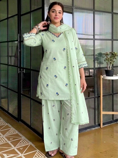 Mint Green Chanderi Farshi Palazzo Set