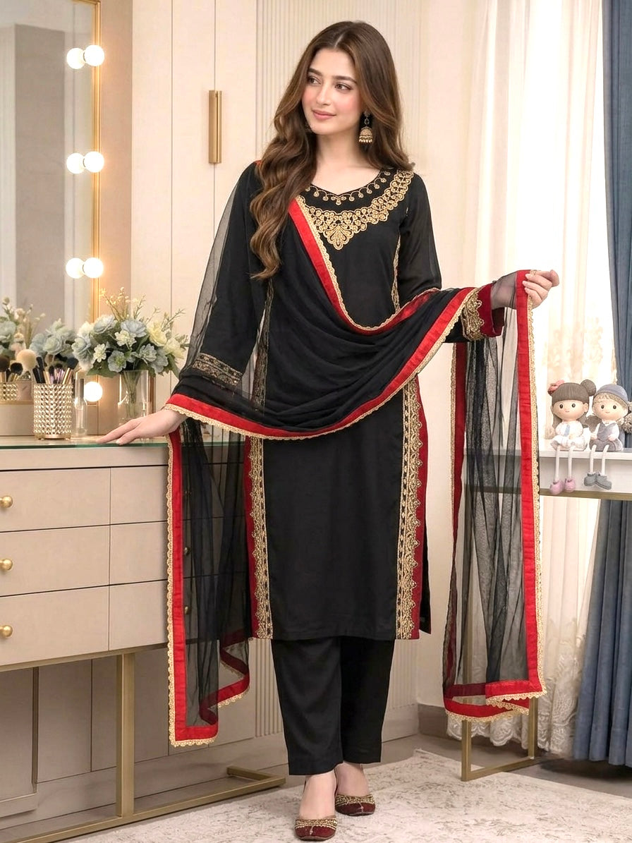 Black Chanderi Kurta Palazzo Set