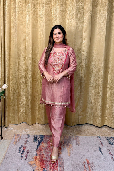 Dusty Pink Tissue Kurta Palazzo Set
