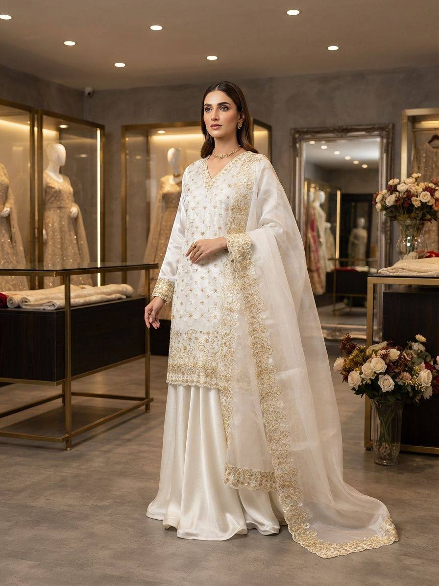 Off-White Fendy Silk Kurta Palazzo Set M23