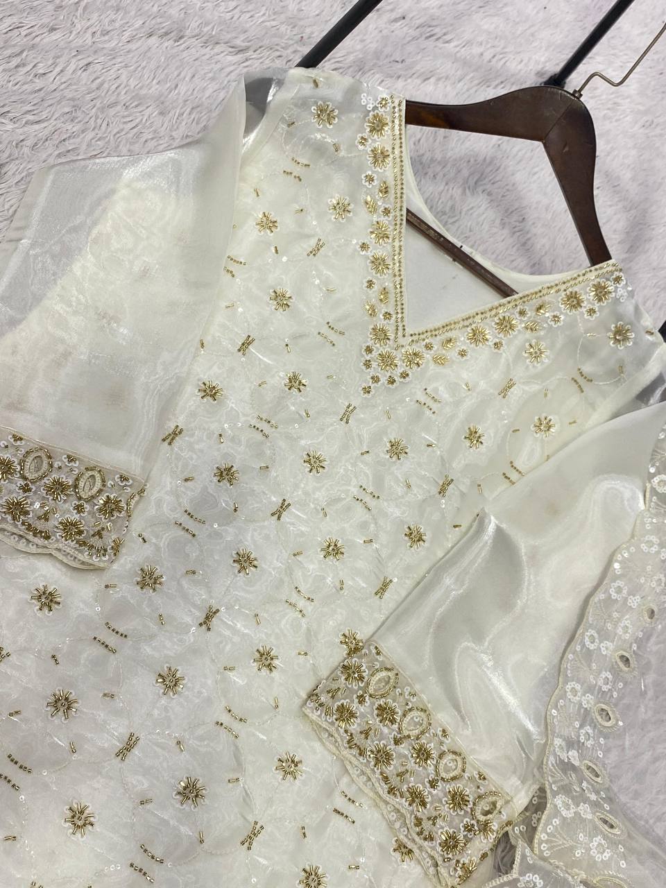 Off-White Fendy Silk Kurta Palazzo Set M23, view 7