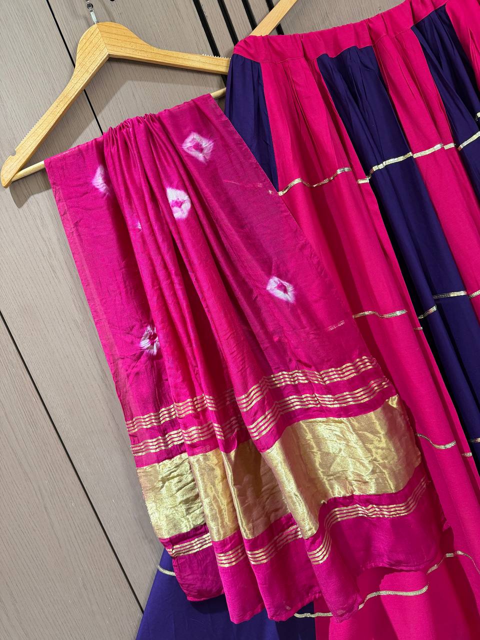 Rani Pink and Purple Rayon Mirror Work Lehenga Choli, view 3