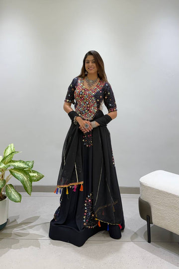 Black Rayon Gotta Patti Lehenga Choli