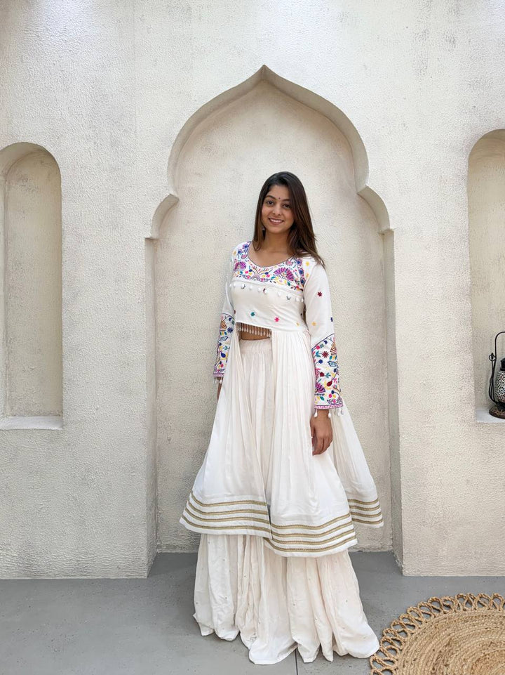 Off-White Rayon Lehenga Choli M33