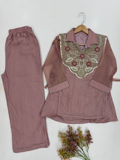 Mauve Salsa Silk Sequin Co-ord Set