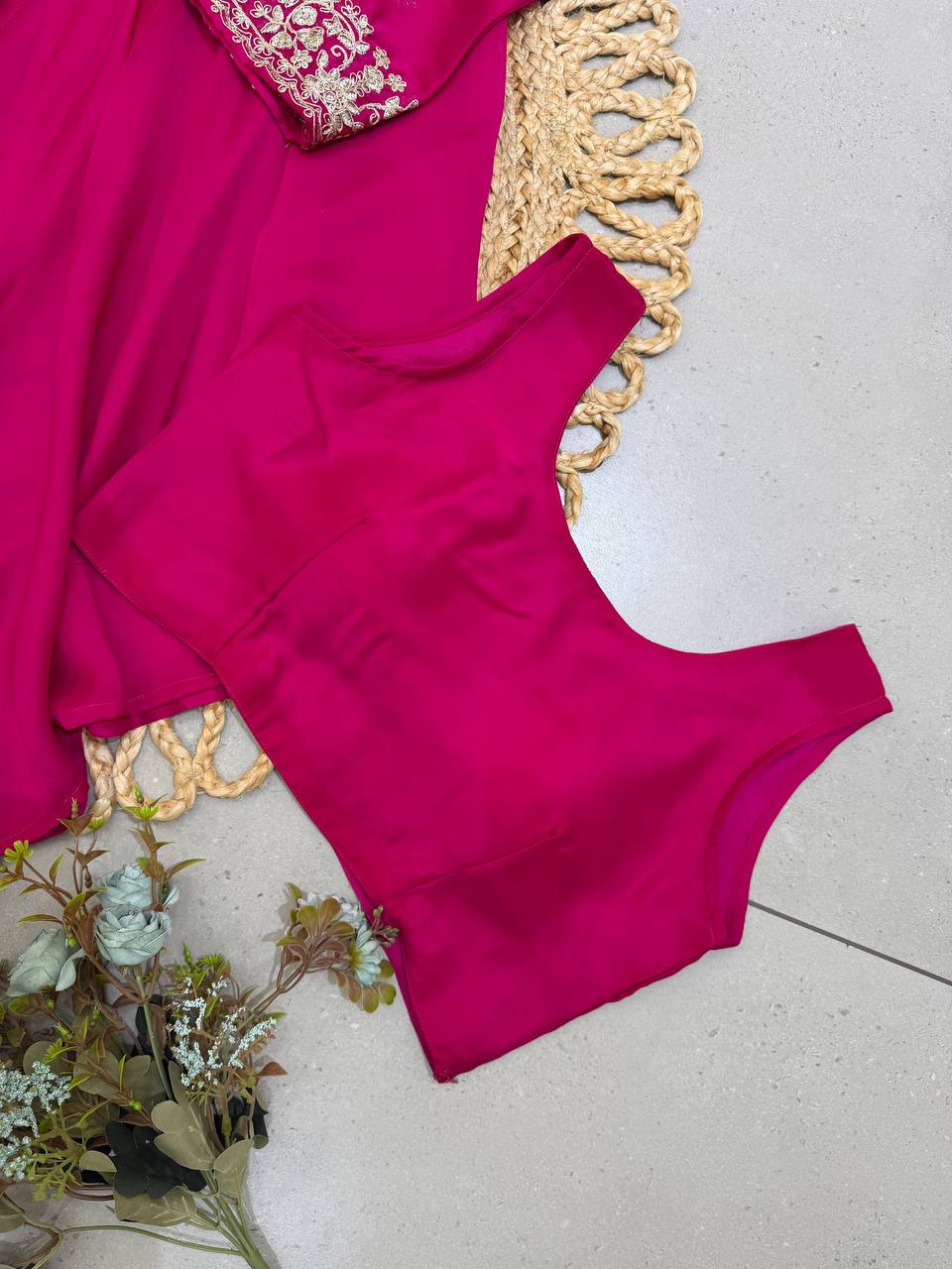 Rani Pink Rangoli Silk Sequin Indo-Western Set, view 5