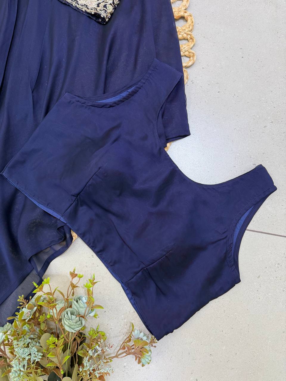 Navy Blue Rangoli Silk Sequin Indo-Western Set, view 5
