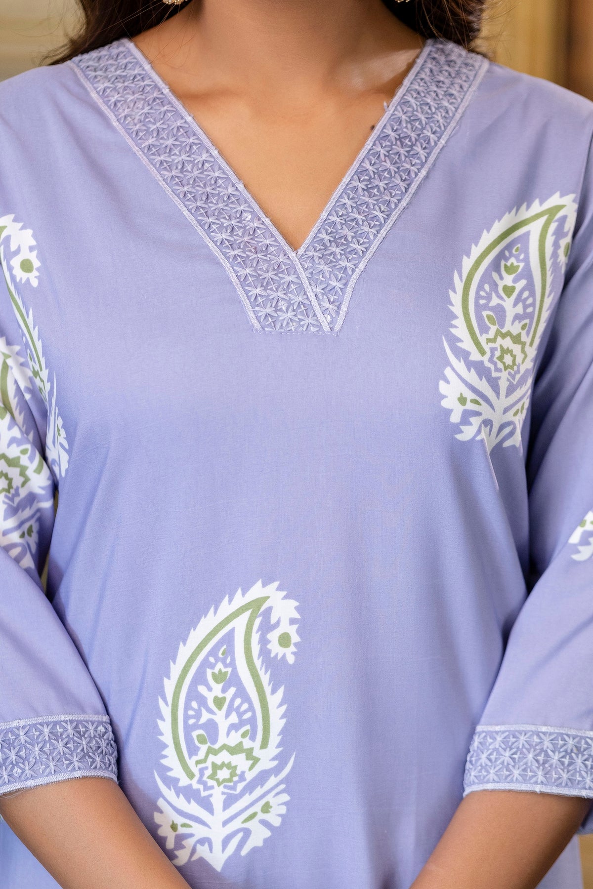 Light Lavender Paisley Print Kurta Set
