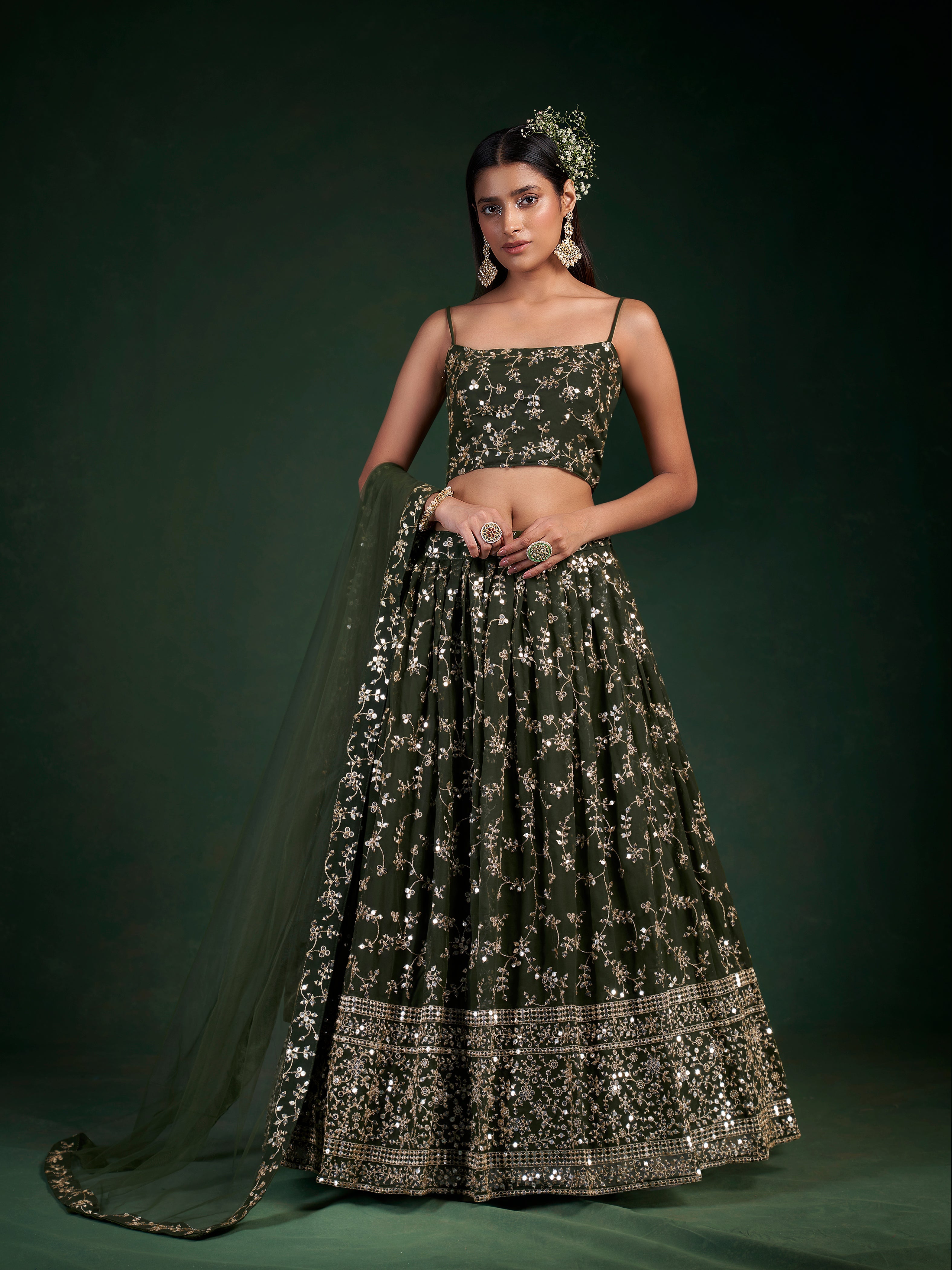 Mehendi Green Lehenga