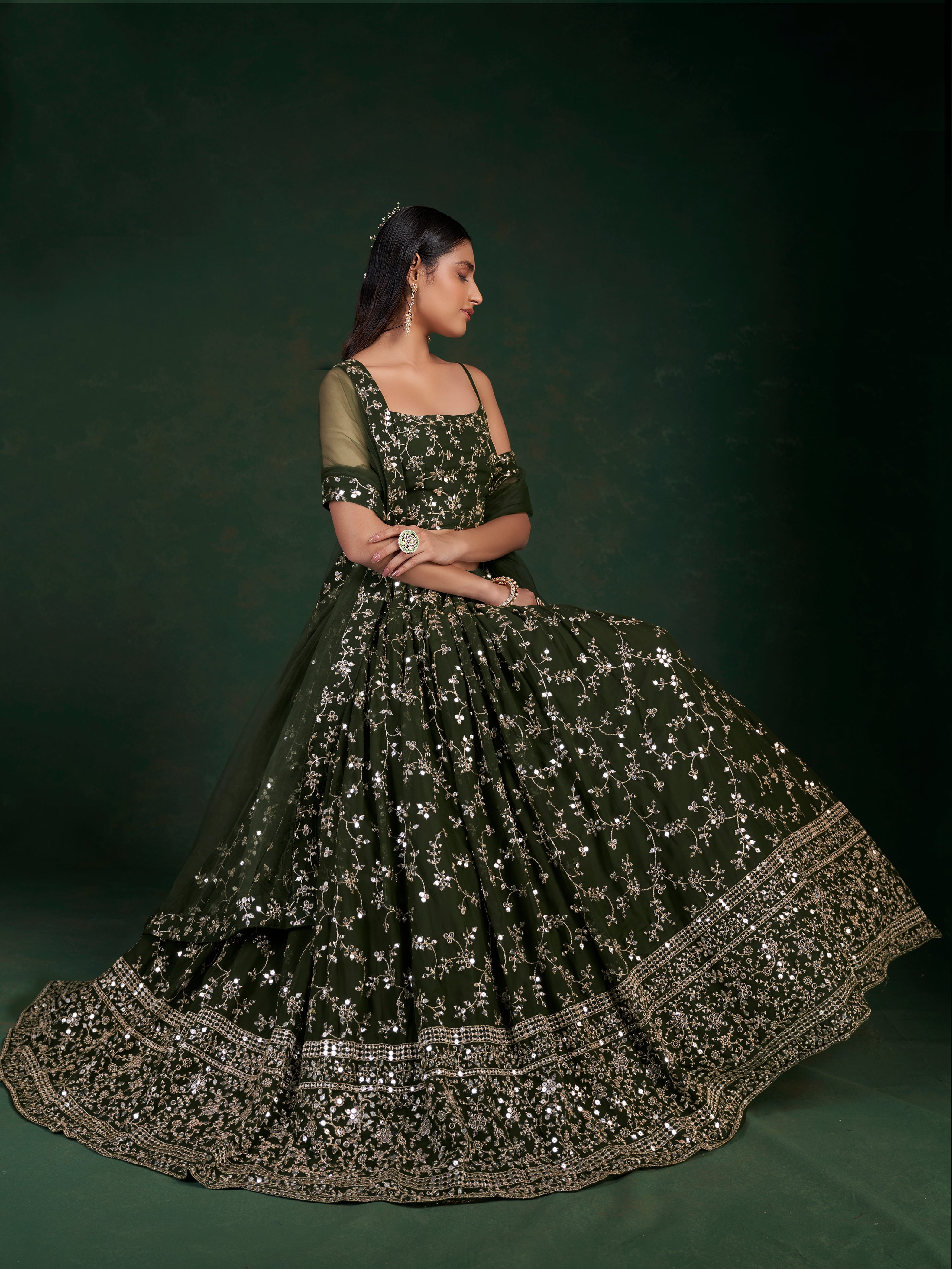 Mehendi Green Lehenga