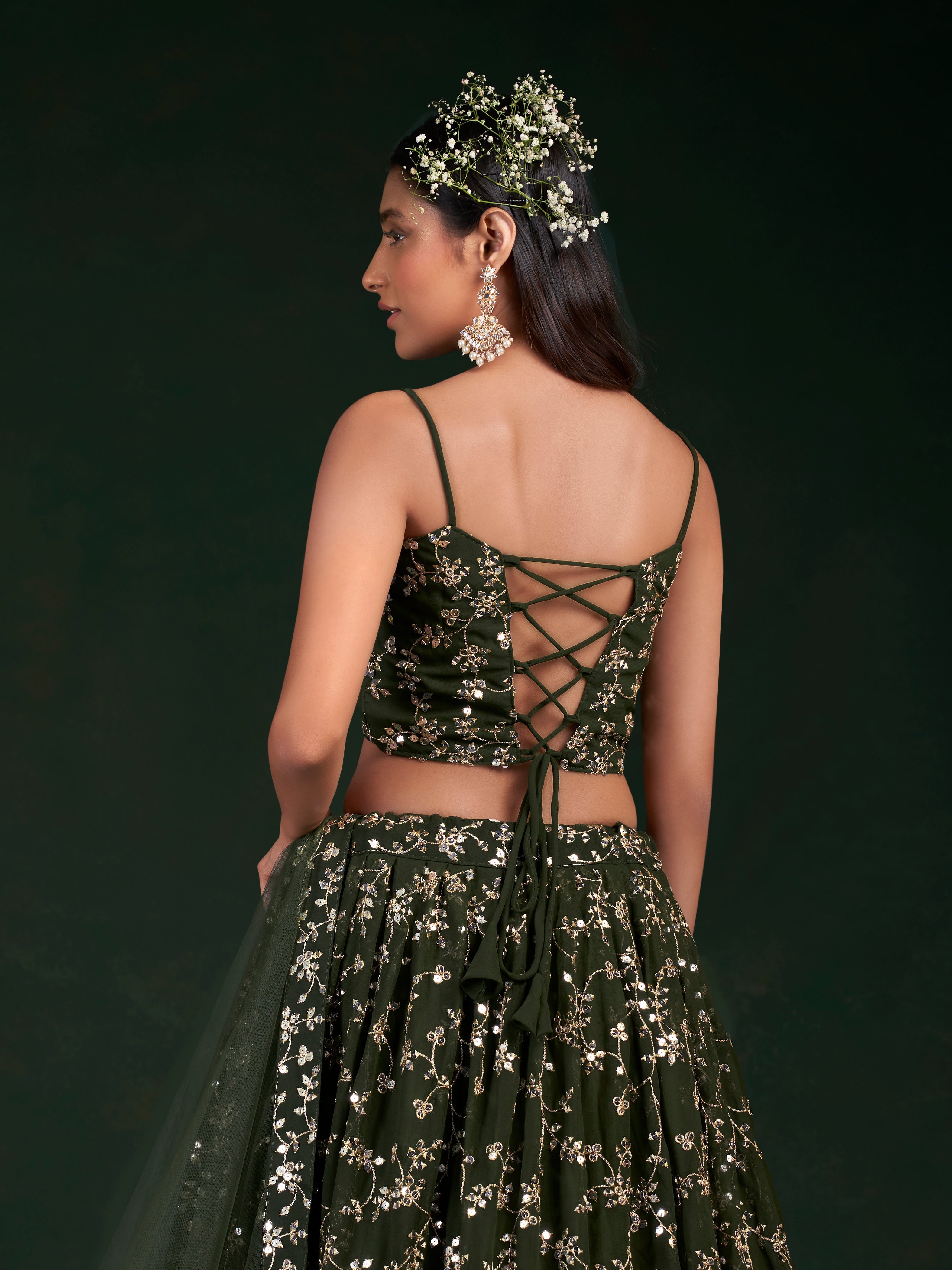 Mehendi Green Lehenga