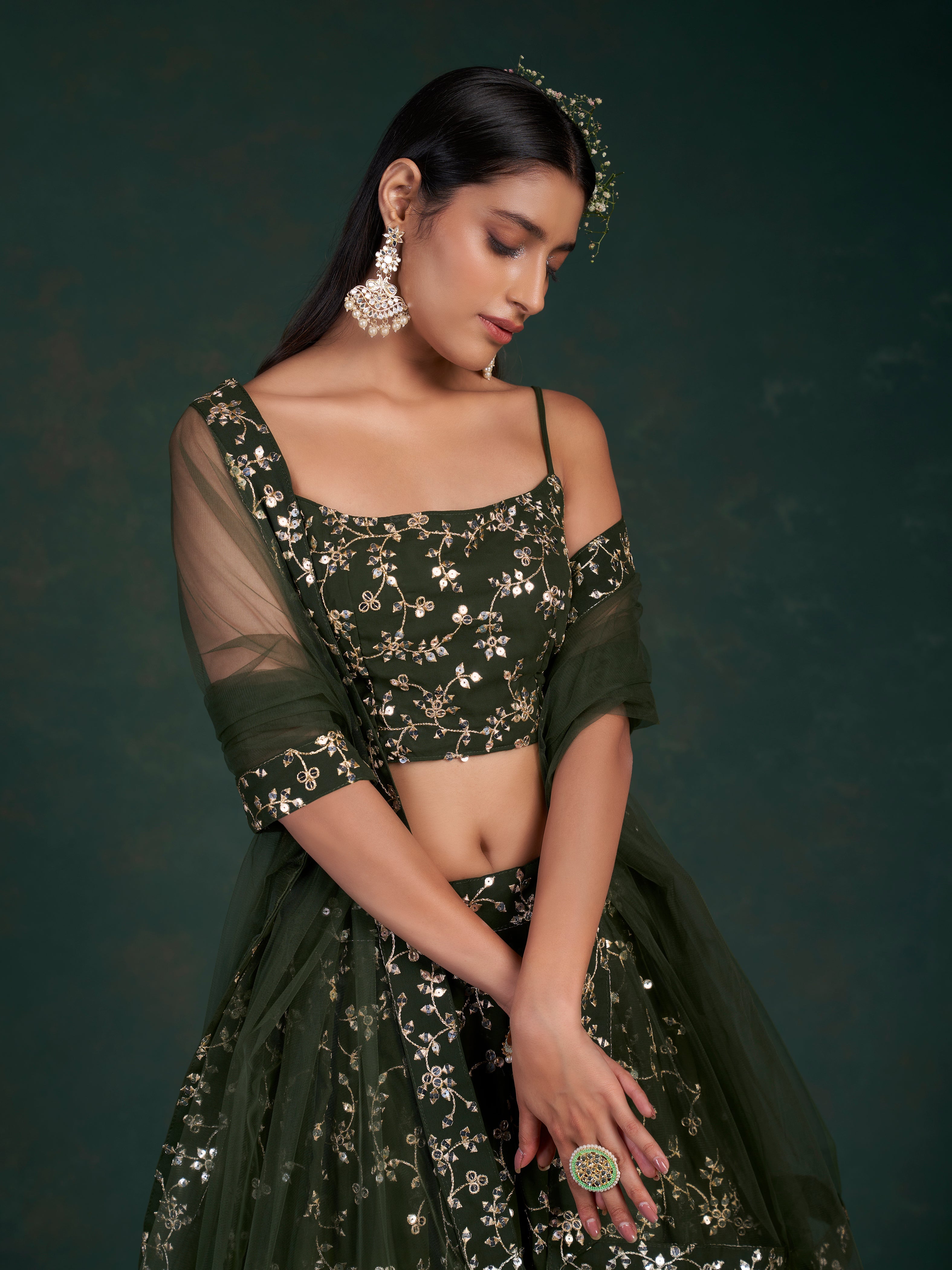 Mehendi Green Lehenga