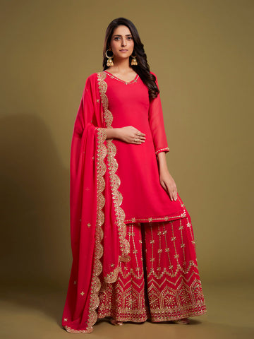 Kurti Sharara Set with Embroidered Dupatta | Party Wear Ethnic Suit for Women