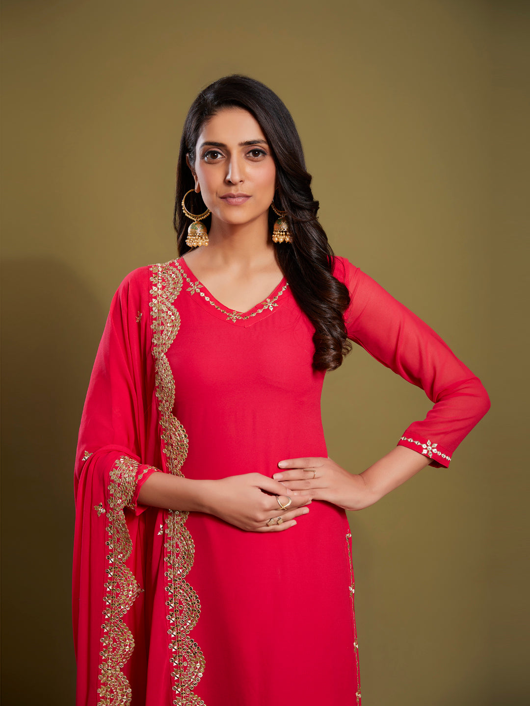 Kurti Sharara Set with Embroidered Dupatta | Party Wear Ethnic Suit for Women