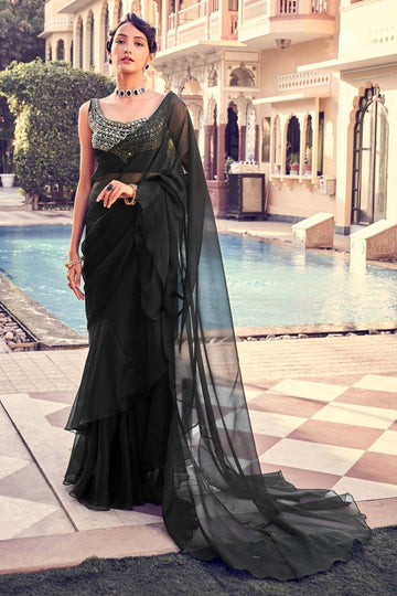 Organza Black Saree