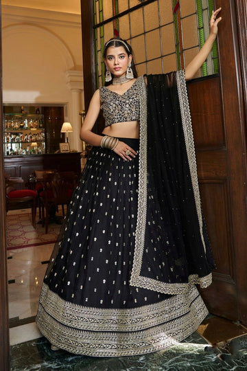 Soft Net Lehenga / Black