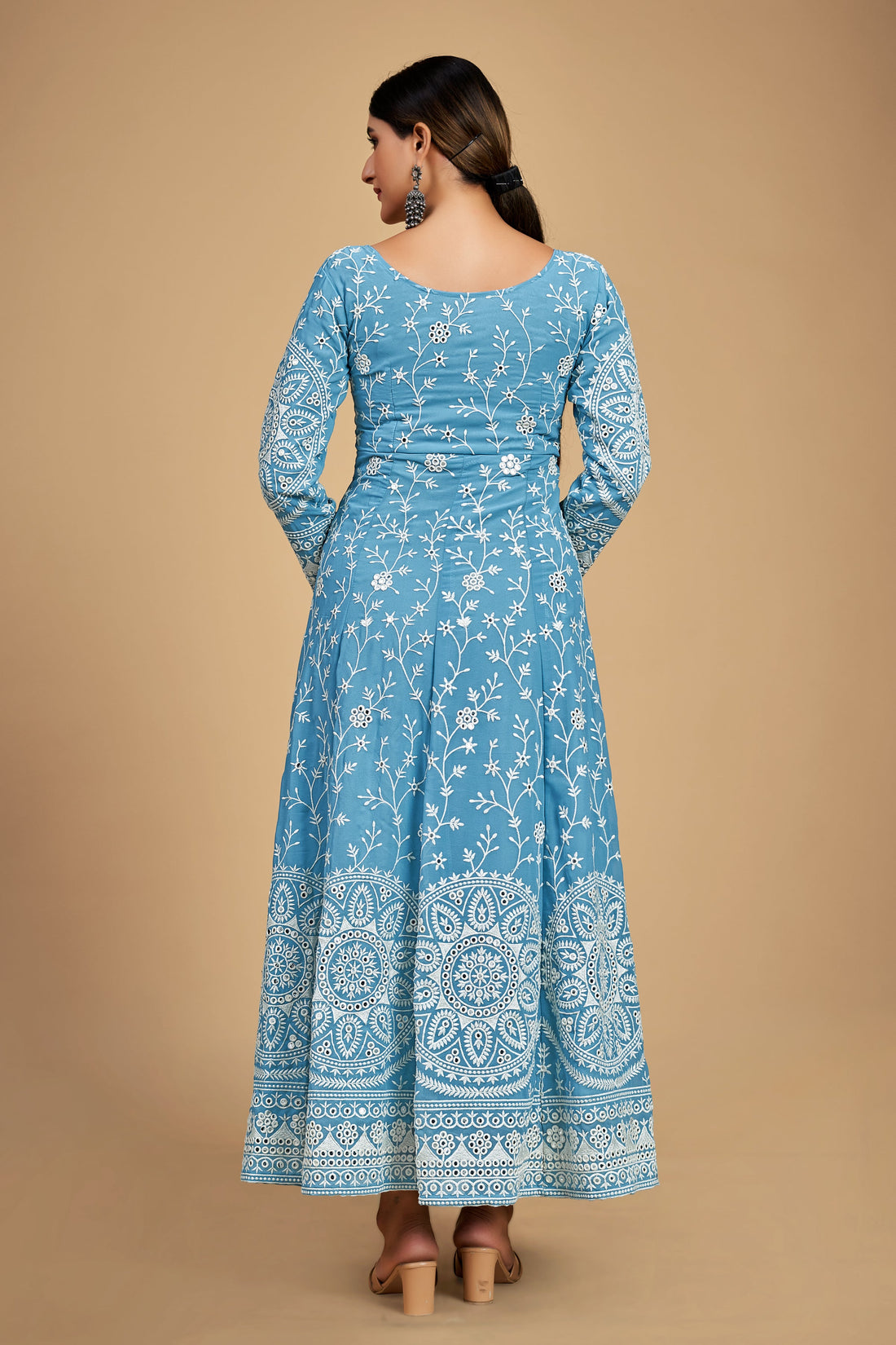 Sky Blue Georgette Dori & Sequins Embroidered Gown Set