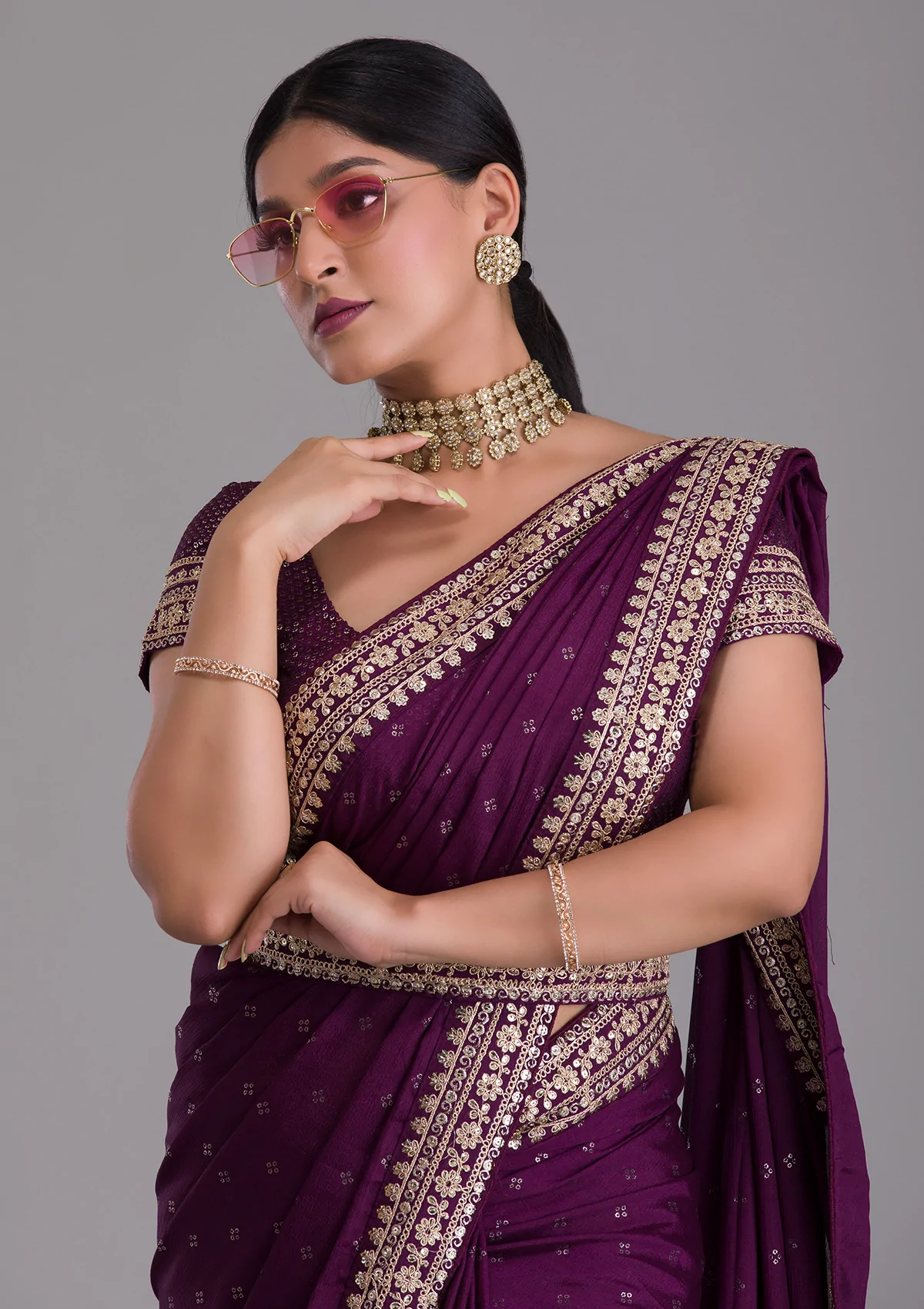 Kasturi Silk | Wine Color