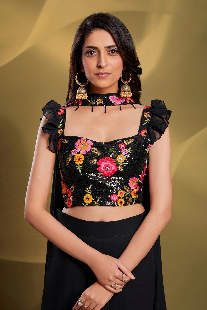 Black Gorgeous Georgette Embroidered Lehenga Set – Ready to Wear
