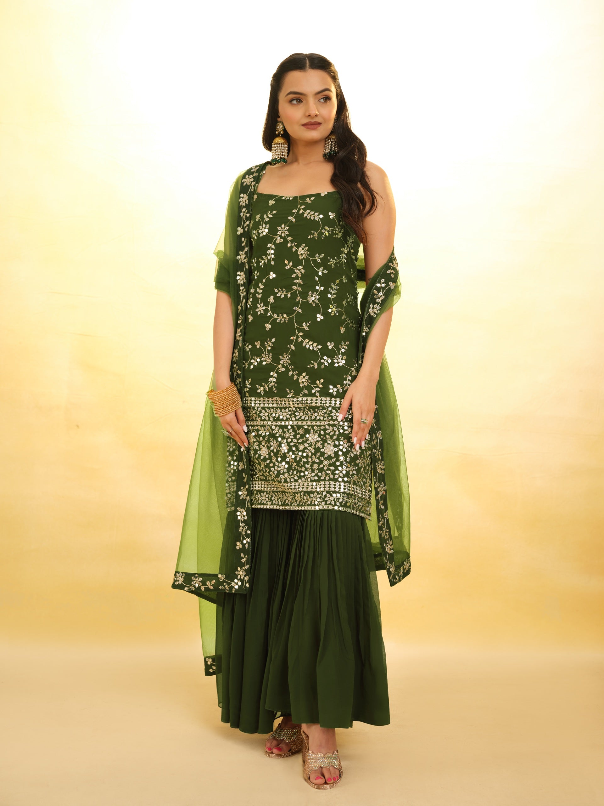 Green Georgette Sharara Suit