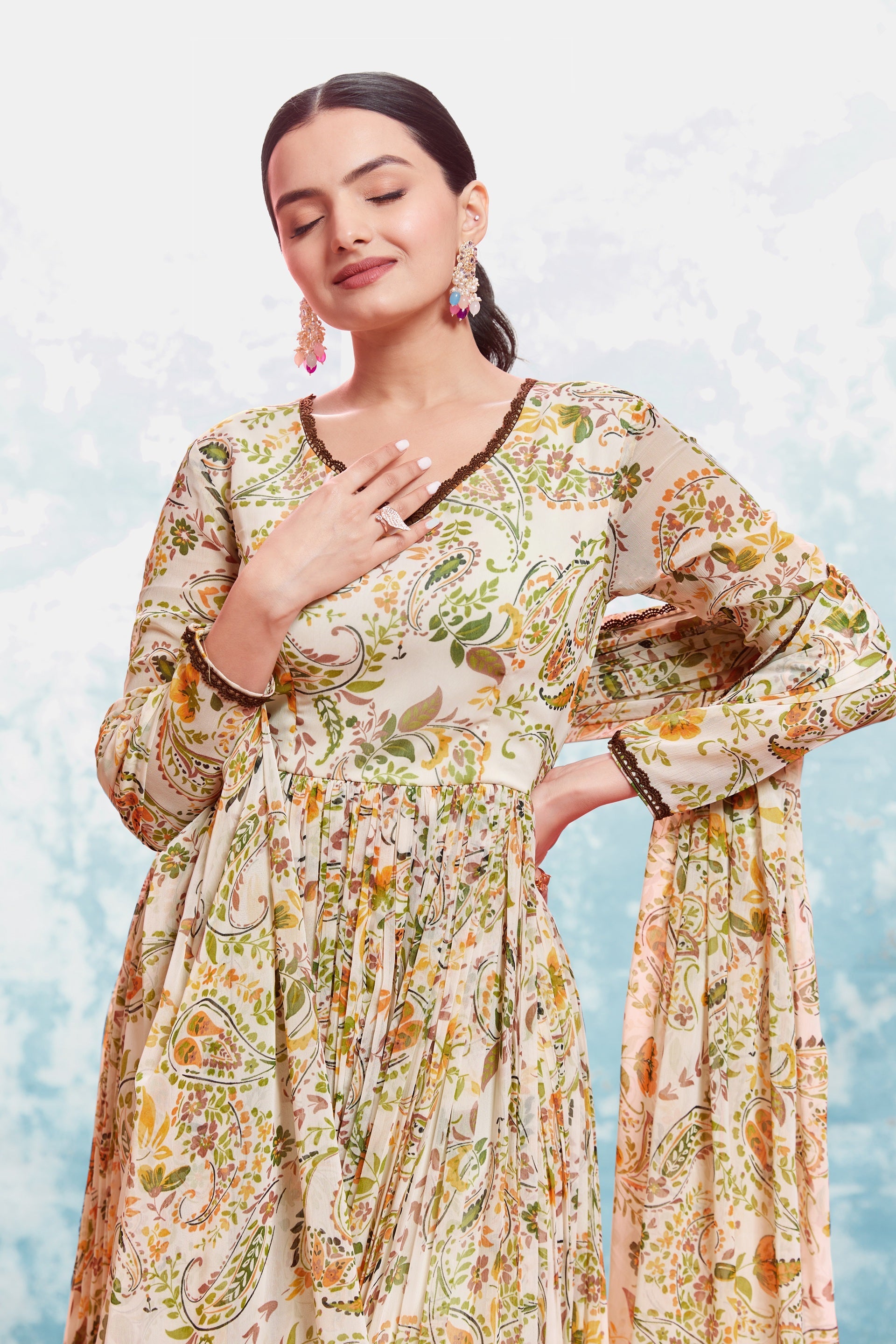 Fusionic Floral Print Anarkali