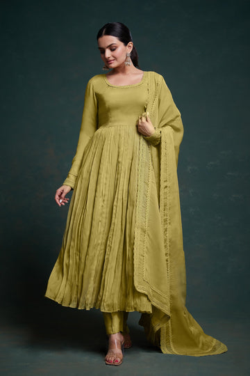 Olive Green Anarkali Kurta Set