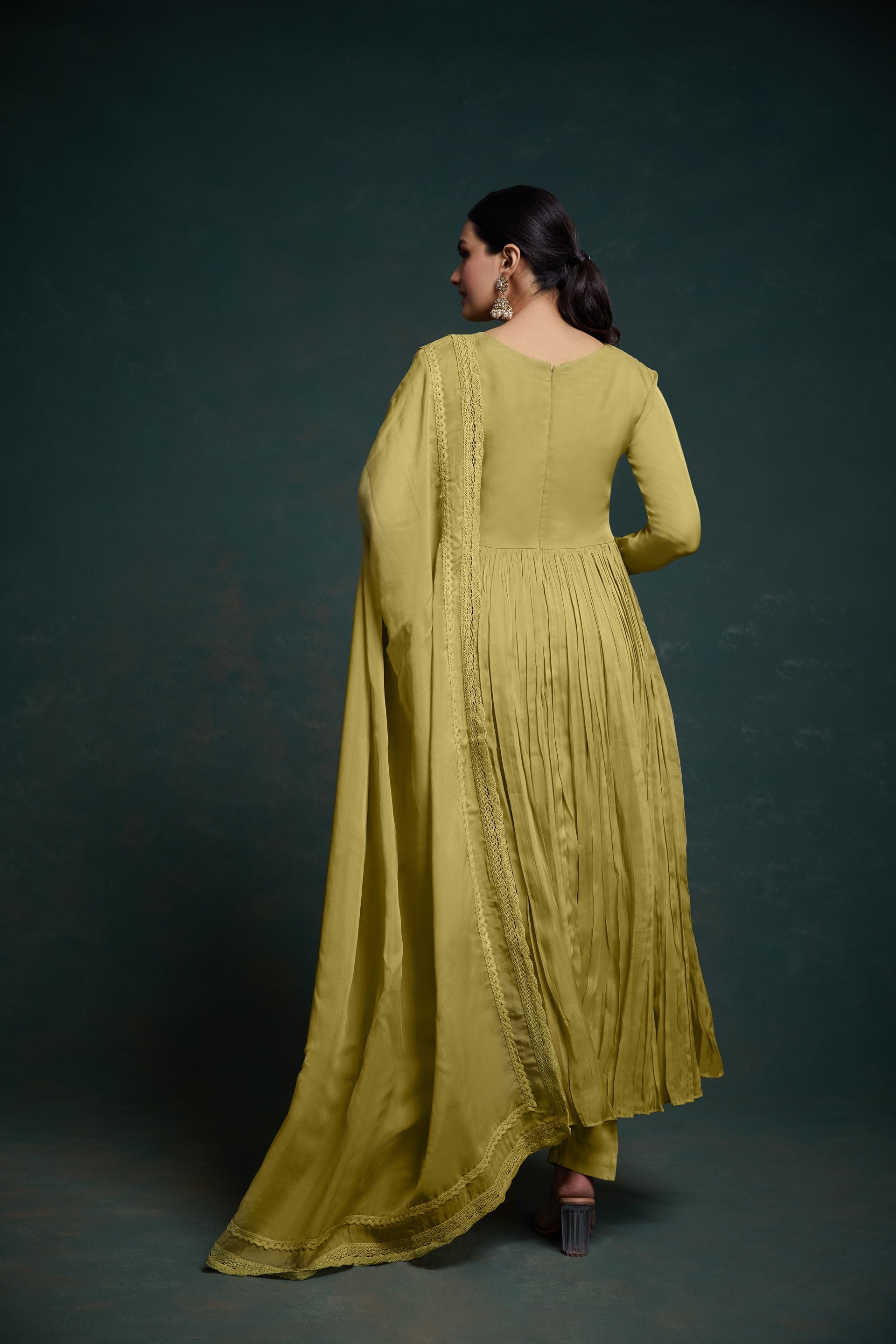 Olive Green Anarkali Kurta Set