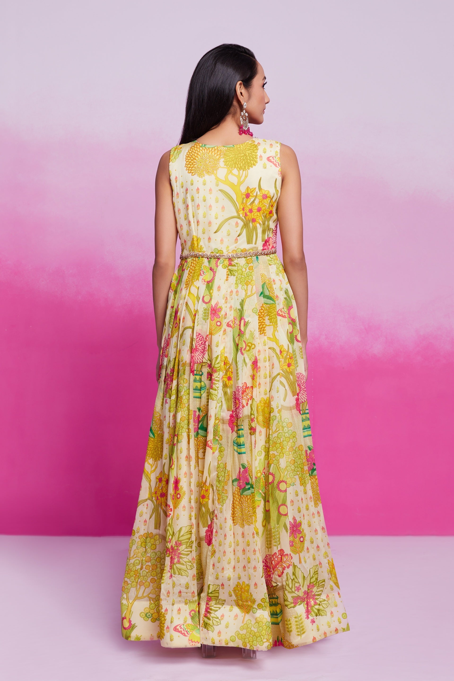 Odette Floral Printed Organza Gown