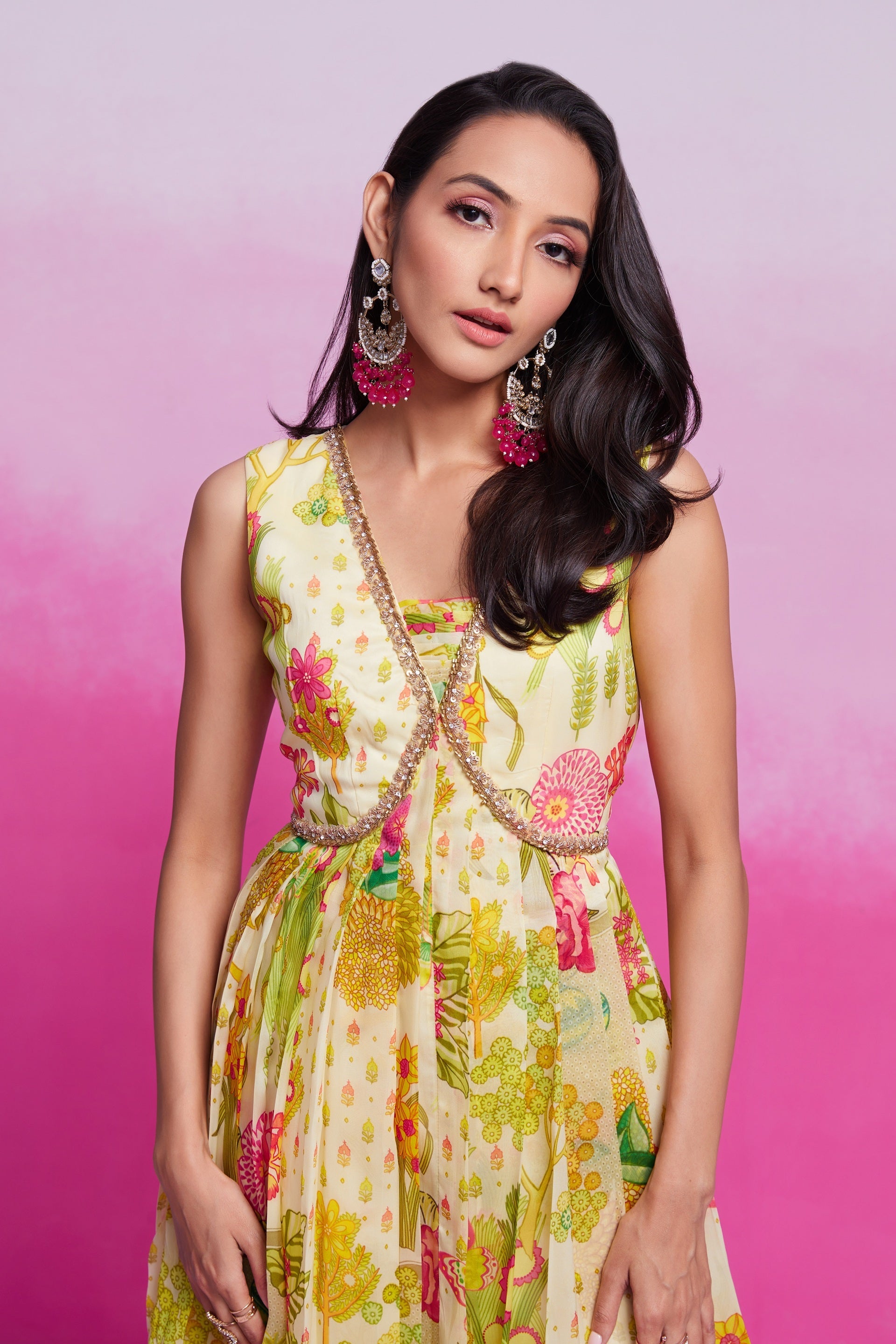 Odette Floral Printed Organza Gown
